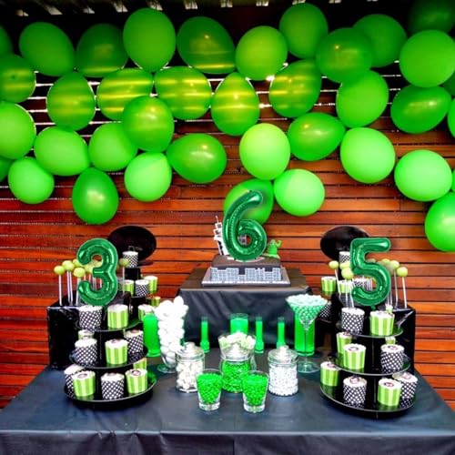 Image of TONIFUL Number Balloon 16 Inch 10 Pcs Green 0-9 Birthday Number Balloons