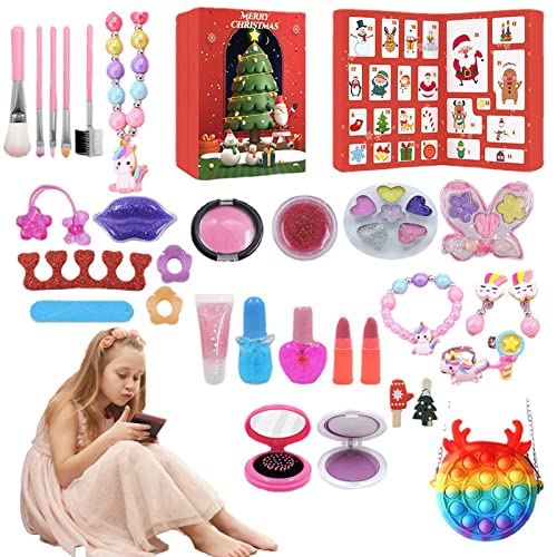 contagem regressiva Natal maquiagem | Charm Kit Calendário do Advento | Conjunto joias contagem regr