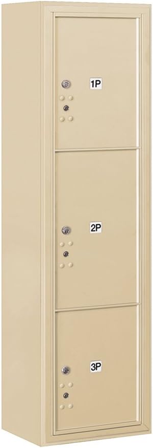 Salsbury Industries 3816S-3PZFU Surface Mounted Horizontal 4C Stand Alone Parcel Locker Mailbox, Bronze