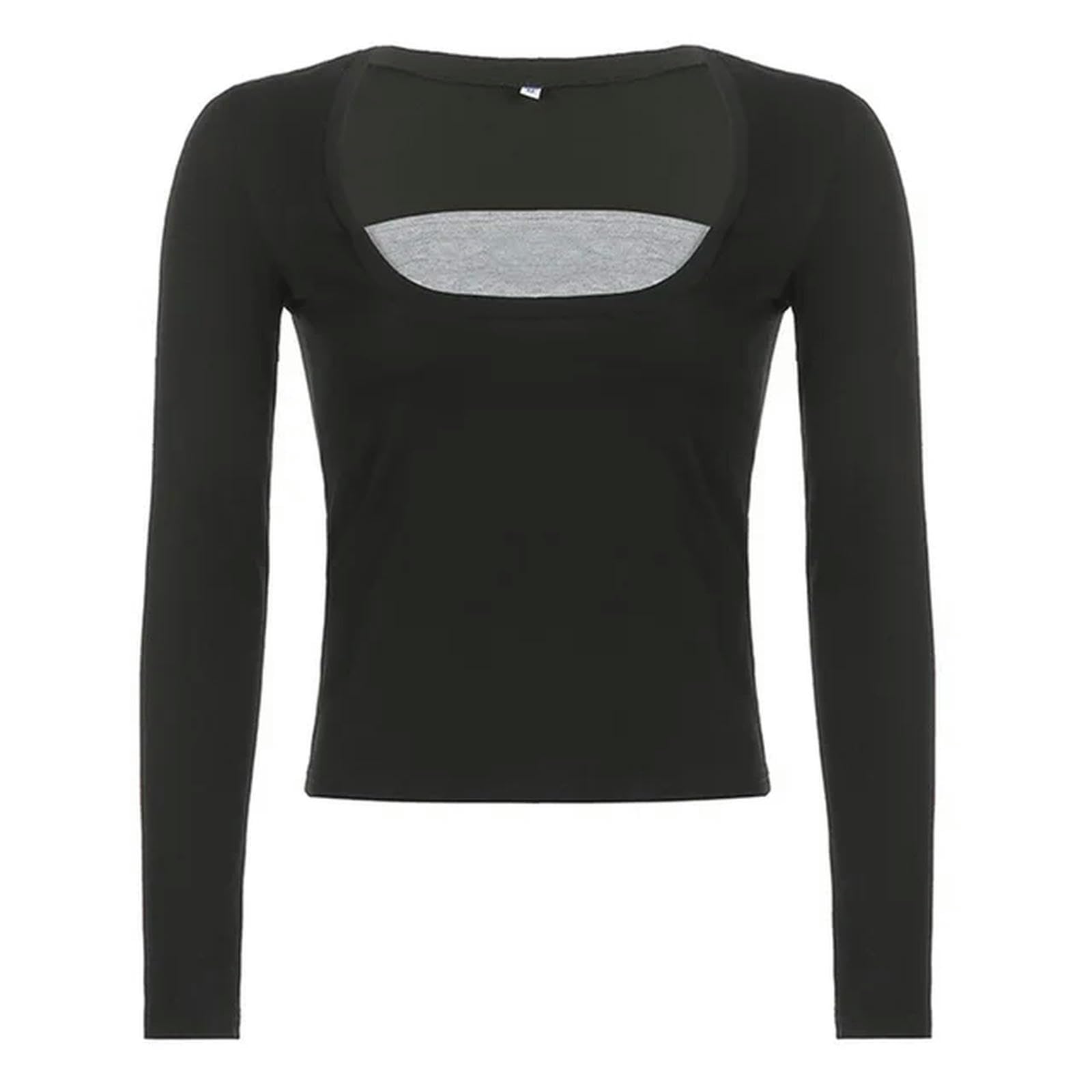 T-Shirt Col Carré Y2K avec Dentelle Chic et Boutons pour Femme Style Kawaii M