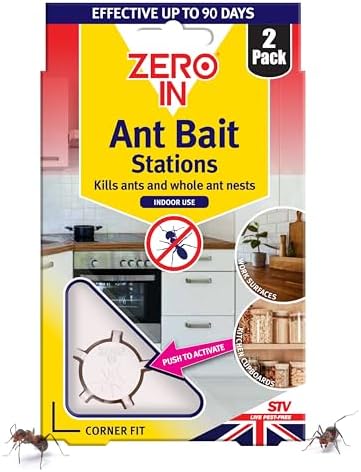 Zero In Dual Action Gel Ant Bait Station โ Twinpack, Honey, Safely Enclosed, Kills Ant Nests, Ready-To-Use
