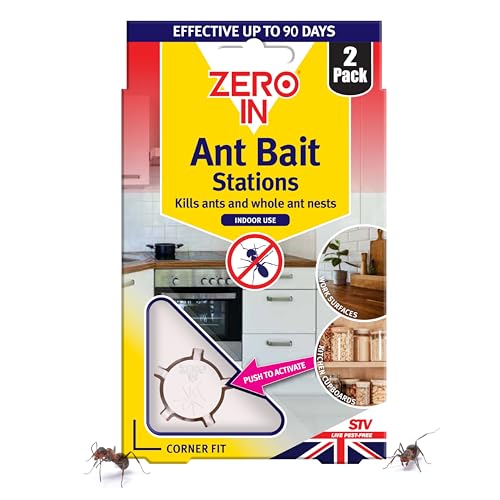 Zero In Dual Action Gel Ant Bait Station – Twinpack, Honey, Safely Enclosed, Kills Ant Nests, Ready-To-Use