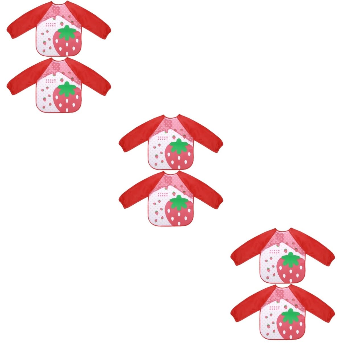 TOYANDONA 6pezzi Grembiuli Da Disegno Impermeabili Per Maniche Lunghe e Design Di Fragole Rosse Per Pittura e Cucina Facili Pulire e Riutilizzabili
