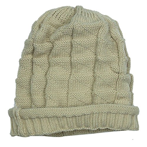 ArRord Women Girl Triangle Slouchy Knit Beret Beanie Hat Cap (Beige)