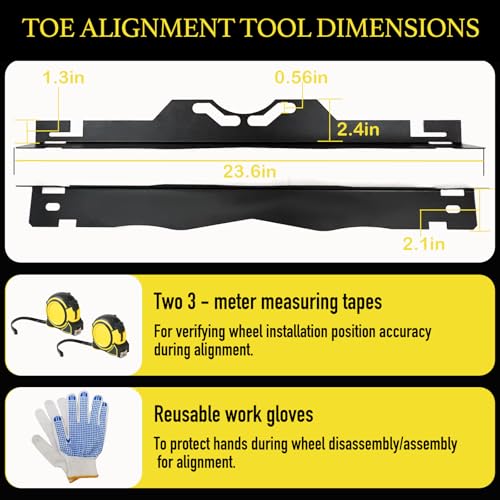 Image of Precision Toe Alignment Tool Kit - Professional Grade Wheel Alignment Plates for Cars, Trucks, SUVs | DIY Car Alignment System with Dual Tapes (Black)