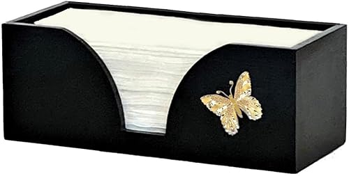 Miniatura 10 de Dispensador de toallas de papel multipliegue para encimera, soporte de toalla de papel plegado de madera de bambú negro, para servilletas de mano