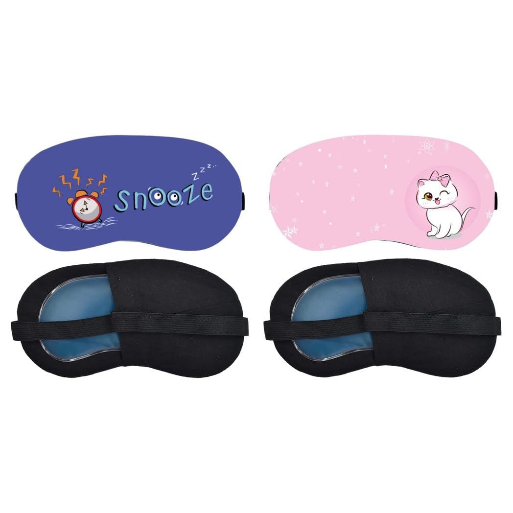 Aoxeria Snooze Alarm, Pink Cute Kitten Sleeping Eye Mask Combo, Soft Comfortable Light-Blocking Eye Cover for Women, Men & Kids, Reusable Blindfold for Night Sleep, Nap, Travel, Flight (Pack of 2)-image-47