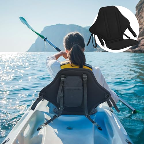 Image of Lewtemi 2 /4 Pack Padded Kayak Seat Fishing Boat Seat with Storage Bag 8 Fixed D Rings Screws Detachable Paddle Board Canoe Chair with Adjustable Back Strap for Summer Canoe Universal Sit