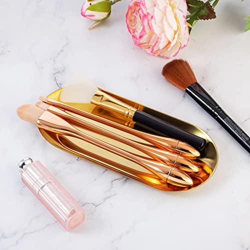 Gold Tray, 3 Pack Premium Stainless Steel Towel Soap Storage Trays Coffee Tea Dish Plate Cosmetics Jewelry Organizer For Bathroom Vanity Counter Kitchen Table #TOP3