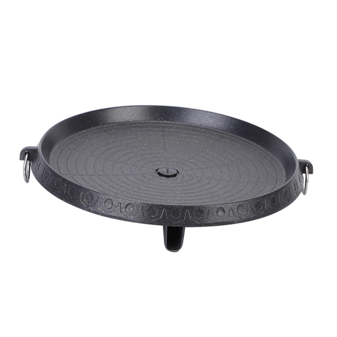 Padella Grill Antiaderente Rotonda in Ferro Nero per Barbecue All'aperto, Facile da Trasportare e Compatta, per Arrostire in Giardino