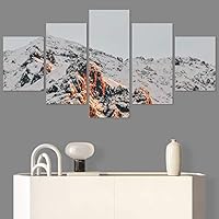 SIGNWIN 5 Panel Canvas Wall Art Snowy Tops for Home Decorations Ready to Hang - 60