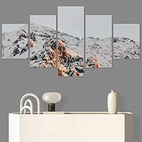 SIGNWIN 5 Panel Canvas Wall Art Snowy Tops...