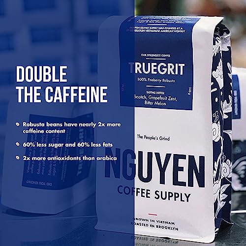 Nguyen Coffee Supply - Truegrit Peaberry Robusta: Medium Roast Whole Coffee Beans, Vietnamese Grown And Direct Trade, Organic, Single Origin, Premium Whole, Low Acid With High Caffeine Content, Roasted In Brooklyn [12 Oz Bag] #TOP4