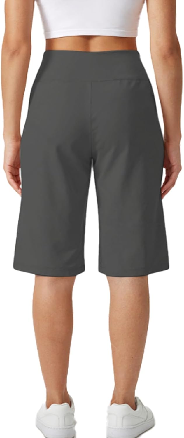 Crossover Capri Pants for Women 14" Knee Length Wide Leg Yoga Cropped Pants with Pockets Casual Summer Lounge - Image 2