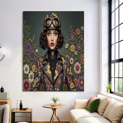 GDJSMIN art mural fleurie pour fille en toile haut de gamme de 80x120 cm
