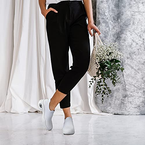 Women's Slip On Breathe Mesh Walking Shoes Women Fashion Sneakers Comfort Wedge Platform Loafers White,8 #TOP5