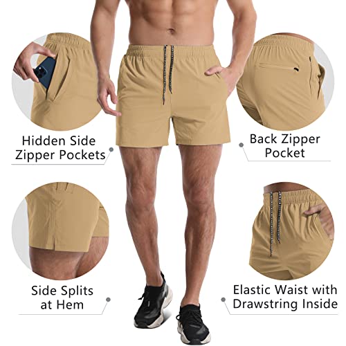 Image of 2 Pack Mens Athletic Shorts 5 Inch Quick Dry Gym Workout Shorts Men Lightweight Sports Running Shorts with Pockets