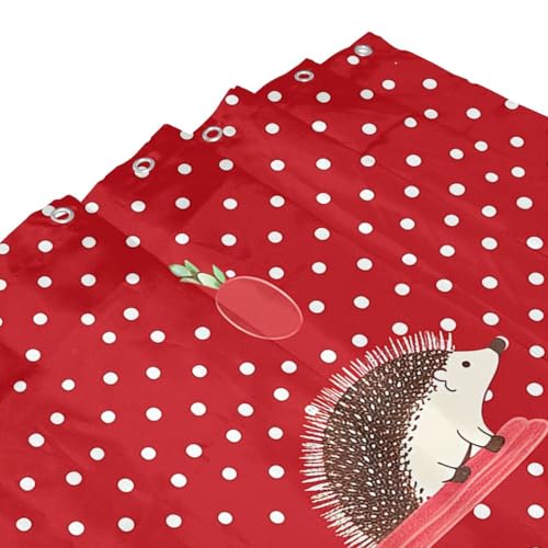 Rideau de douche imperméable 183x183 cm avec crochets motif hérisson rouge - 4