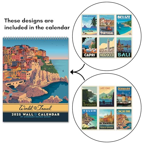 Americanflat 2025 Wall Calendar - World Travel Poster Design - 10x13 Large Wall Calendar - 12 Month Hanging Calendars for Home or Office - 2025 Calendars for Planning and Organization by Americanflat - Image 3