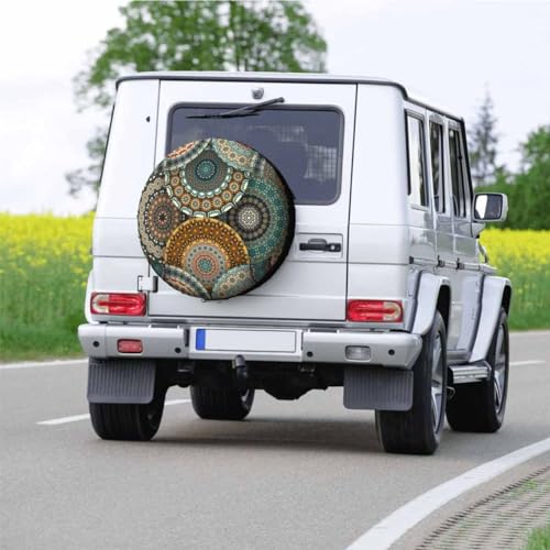 Image of Colorful Flowers Spare Tire Cover Polyester Universal Wheel Tire Cover for Trailer Camping Weatherproof for Rv SUV Truck Camper Travel 15 inch STC086
