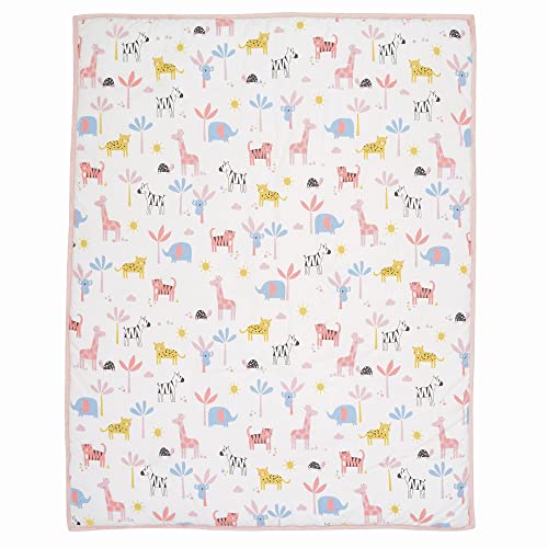 Image of Lambs & Ivy Snuggle Jungle Pastel Safari Cotton Jersey 3-Piece Crib Bedding Set