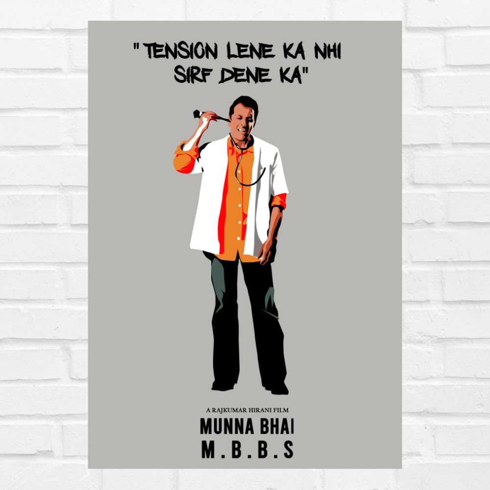 Good Hope – Munna Bhai M.B.B.S. Poster | 12x18 Inch Unframed Wall Art | “Tension Lene Ka Nahi, Sirf Dene Ka” Bollywood Quote Print | Classic Comedy Movie Decor for Room, Hostel & Office (300 GSM Paper)