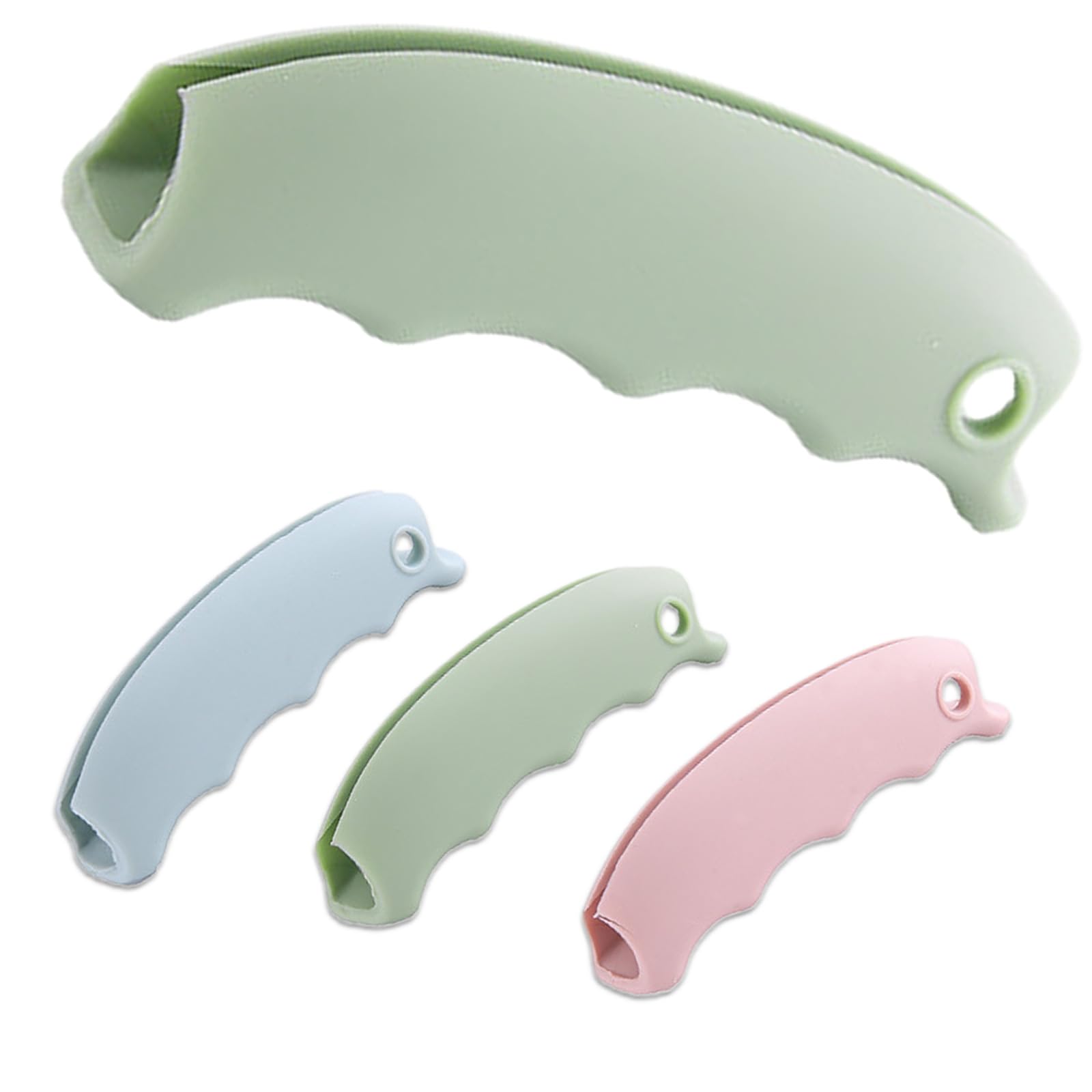 TRHDFW 4 Food Bag Holders Silicone Shopping Bag Handles Food Bag Carrier Multi-Purpose Shopping Bag Holder Kitchen Tool Handles (Pink + Blue + Green)