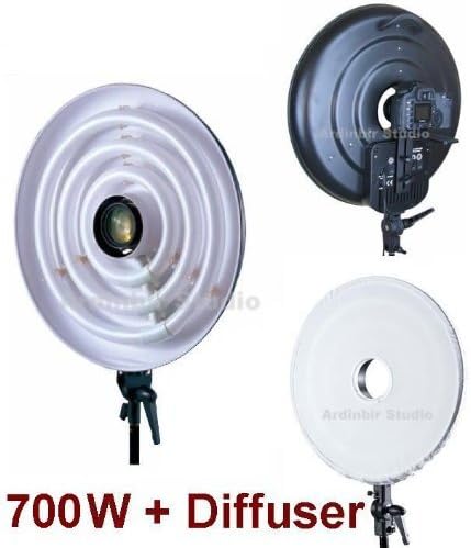 Ardinbir Studio Photo 700W 5400K Daylight Continuous Cool Fluorescent Macro Ring Light Lamp Kit with White Diffuser for SLR DSLR Camera Photography Video Lighting