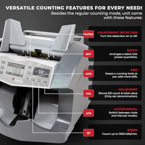 Image of Cassida Advantec 75UM Heavy Duty Bill Counter, 4 Speeds, Ultraviolet and Magnetic Detections (Advantec 75 UV /MG)