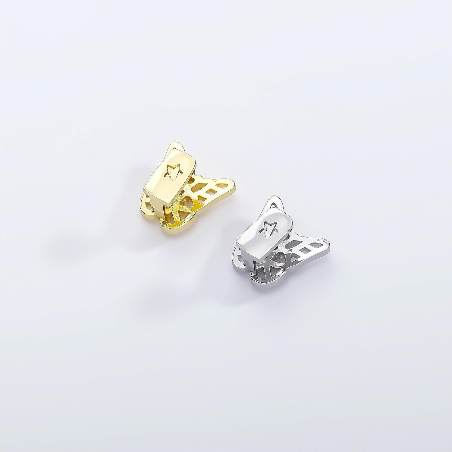 2Pcs 14K Gold Plated Hip Hop Grillz Set Fake Tooth Cap Butterfly Diamond Teeth Grills for Your Teeth Grillz for Men Women Rapper Halloween Costume