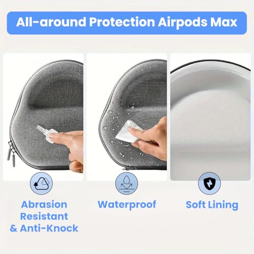 Image of ZORBES Compatible with Apple AirPods Max 2 /1 (2026 /2024 /2020), Bluetooth Earbud Carry Case EVA Hard Shell Protective Storage Case with Hand Strap, Anti-Scratch Plush Liner, Fashion Earbud Organizer