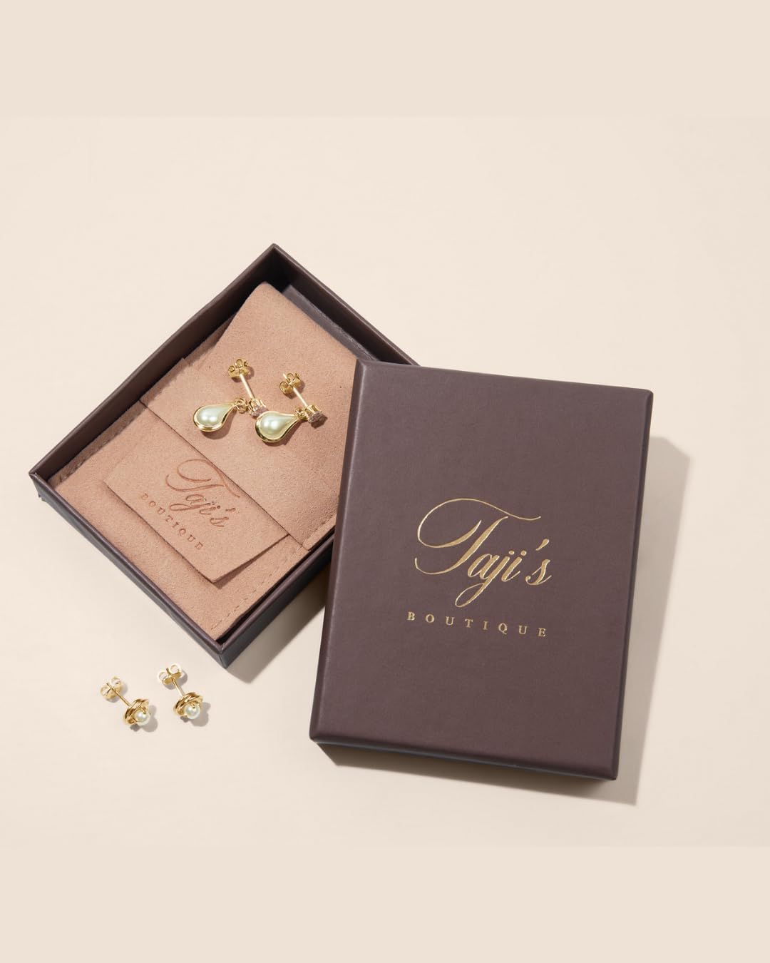 18K Gold Plated Small Pearl Earrings Set - Hypoallergenic Jewelry Gifts for Women with Teardrop Dangle & Knot Stud Earrings