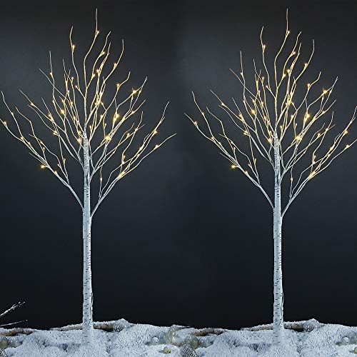 Image of LIGHTSHARE 6 Feet 72L LED Birch Tree Lights, Pack of 2, Warm White, for Holiday Party and Christmas Decoration, Indoor and Outdoor Use