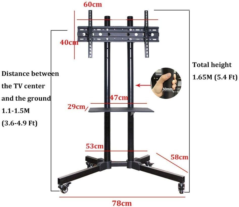 Soporte móvil para TV con ruedas y bandeja ajustable miniatura 2