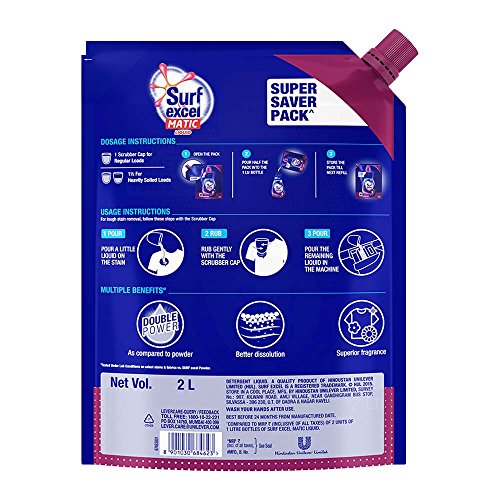 Image of Surf Excel Front Load Matic Liquid Detergent Pouch - 2 L & Top Load Detergent Powder, 2 Kg