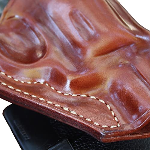 Premium Leather Owb Paddle Holster Open Top Fits Taurus 605 Poly Protector 357 Mag 2'', Right Hand Draw, Brown Color #1421# #TOP6