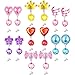 Hicarer 7 Pairs Girls Clip on Earrings Crystal Clip on Earrings Girls Princess Play Jewelry and 7 Pairs Pads with Box