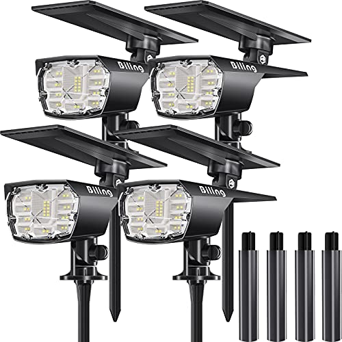 Biling Solar Spot Lights Outdoor, 28 LEDs Solar Spotlights Outdoor Adjustable 2-in-1 IP67 Waterproof, Solar Powered Wall Lights Landscape Spotlights Outdoor for Yard Garden Walkway Patio White 4 Pack