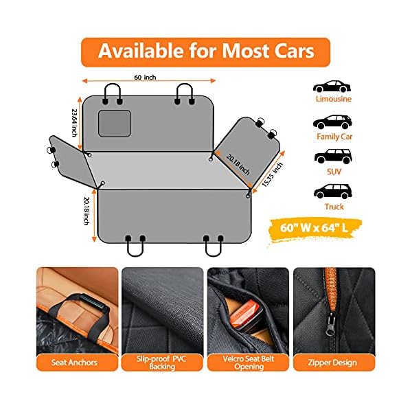 URPOWER-Dog-Seat-Cover-Car-Seat-Cover-for-Pets-100-Waterproof-Pet-Seat-Cover-Hammock-600D-Heavy-Duty-Scratch-Proof-Nonslip-Durable-Soft-Pet-Back-Seat-Covers-for-Cars-Trucks-and-SUVs Dog Seat Cover with Side Flaps
