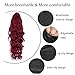 KETHBE 24 Inch Long Body Wave Ponytail hair Extension Synthetic Heat Resistant Wrap Around Drawstring Curly Wavy Ponytail Hairpieces for Women(Red)