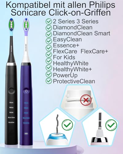Jarubekil 12er Ersatzbürsten Kompatibel mit Philips Sonicare Elektrische Zahnbürste, Bürstenköpfe Aufsteckbürsten für phillips 5500 9000 3100 4100 6100 7100 Schallzahnbürste (6 Weiß 6 Schwarz) 2
