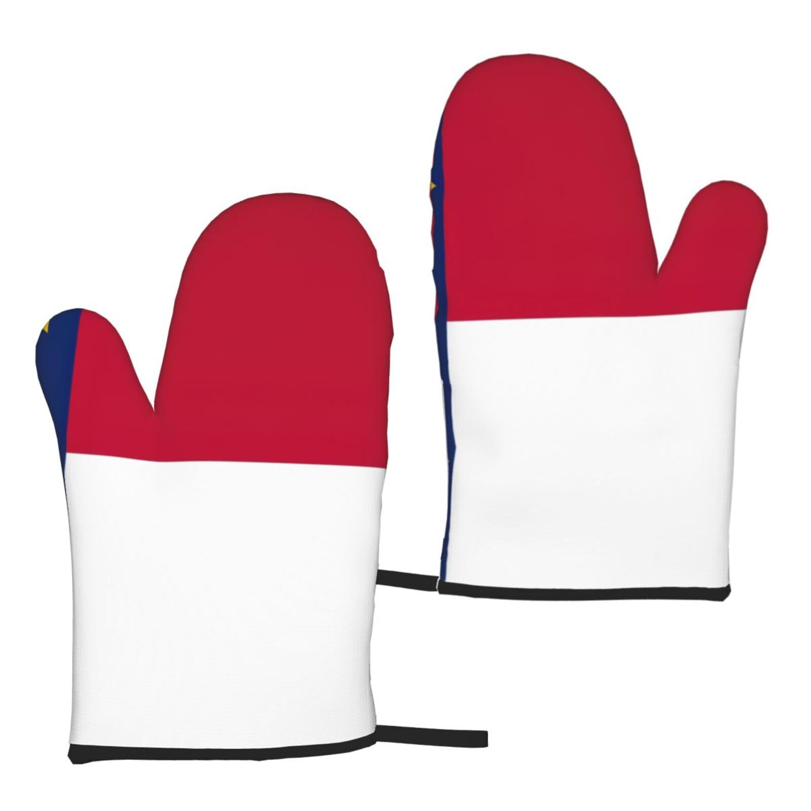 Nimongt Women's Black North Carolina State Flag Print Adults Universal Fit Heat Resistant Oven Gloves Reusable Cooking Outdoor Grilling