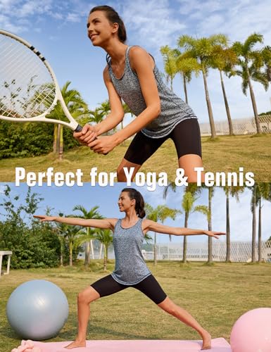 Wayleb Camiseta sin Mangas de Fitness para Mujer Espalda de Malla Chaleco Deportivo para Mujer Deportivo Yoga Tops Camisetas Tirantes para Correr