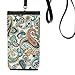 Classical Blue Orange Fish Pattern Phone Wallet Purse Hanging Mobile Pouch Black Pocket