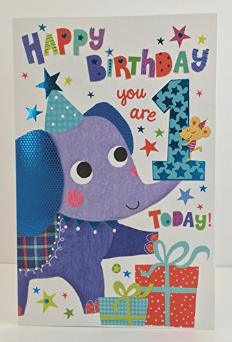Carte d'anniversaire pour garçon « Happy Birthday You Are 1 » - Éléphant Cover