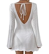 Falechay Womens Swimsuit Cover Up Long Sleeve Crochet Bathing Suit Mesh Backless Cover Ups Summer...