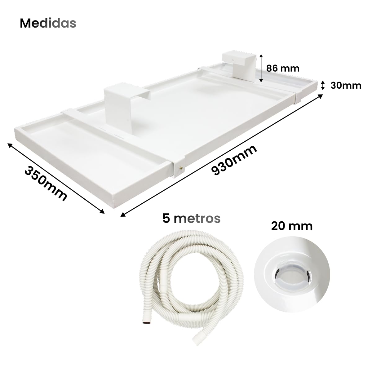 Bandeja de Condensación con Soporte para Aire Acondicionado para Evitar el Goteo de Agua de la Máquina Exterior de Aire Acondicionado (930x350 mm)