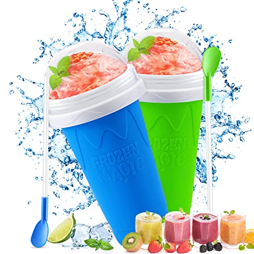 WUGU Slushy Maker Becher 500ml - Silikon Eisbecher Mit 2-in-1 Strohhalm Für Erfrischende Getränke