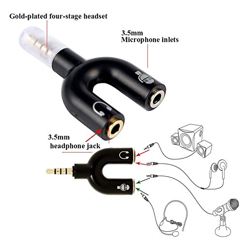 Image of FENTICO 3.5mm Stereo TRS Female Jack to Headphone Microphone Splitter Converter Adaptor (Specially Design for Mobile and Tablet Only)