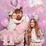 Happy 11th Birthday Decorations Girls - 47 Pcs Pink Birthday Decoration Banner Balloons Set with Award Ribbon Badge Sash, Banners Balloon Cake Topper for 11 Years Old Party Supplies - Image 6